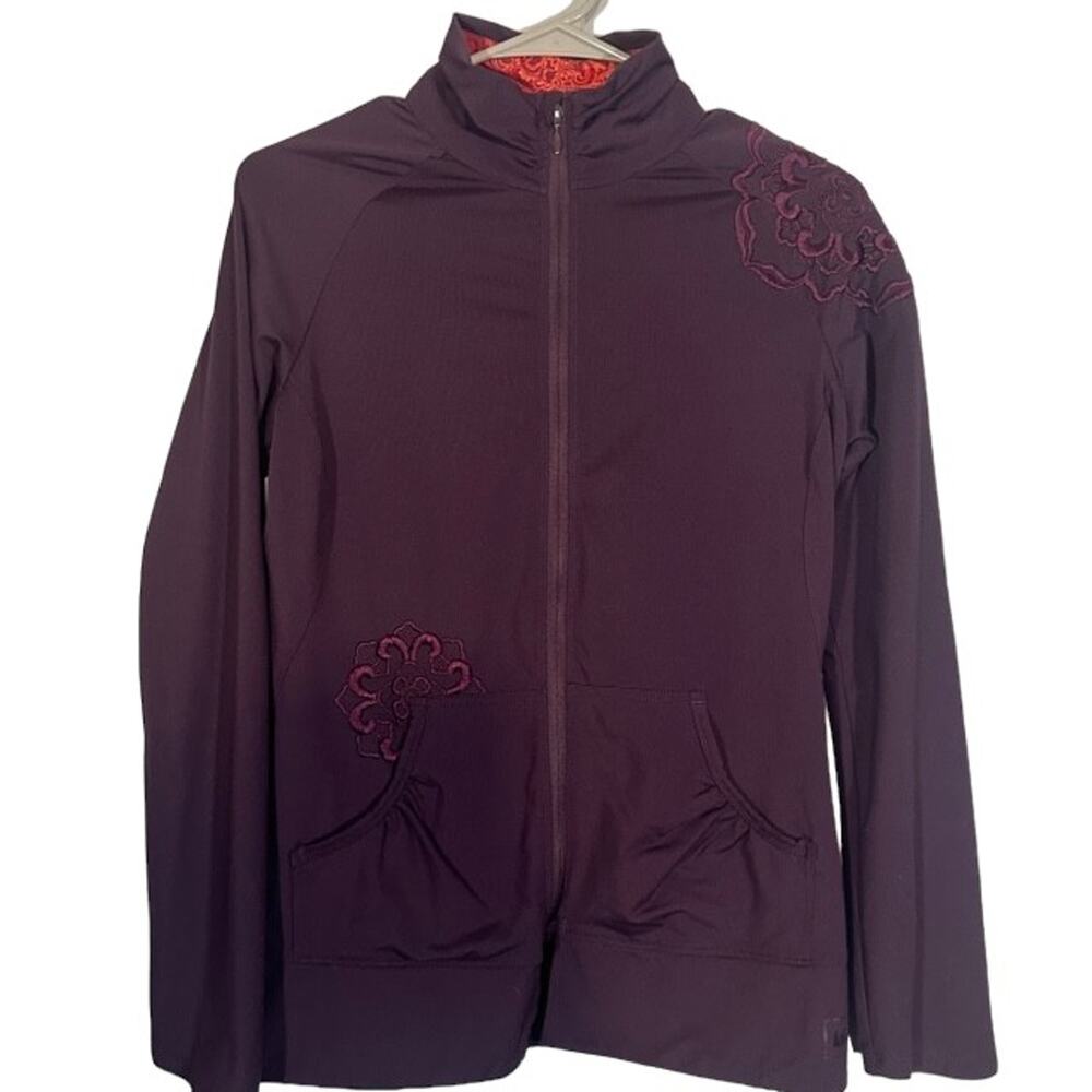 REI Purple Embroidered Long Sleeve Full Zip Mock Neck Athletic Jacket Women Sz S